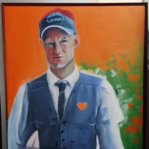 Prompt: To katter spiller bordtennis foran en orange baggrund, oil painting