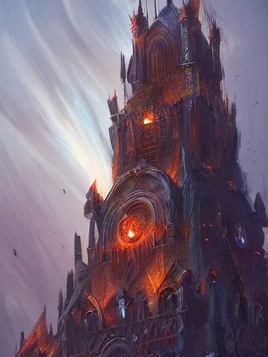 Image similar to tower been demolished striked by lightning. been hit by thunder. intricate, elegant, highly detailed, digital painting, artstation, concept art, sharp focus, illustration, by justin gerard and artgerm, 8 k