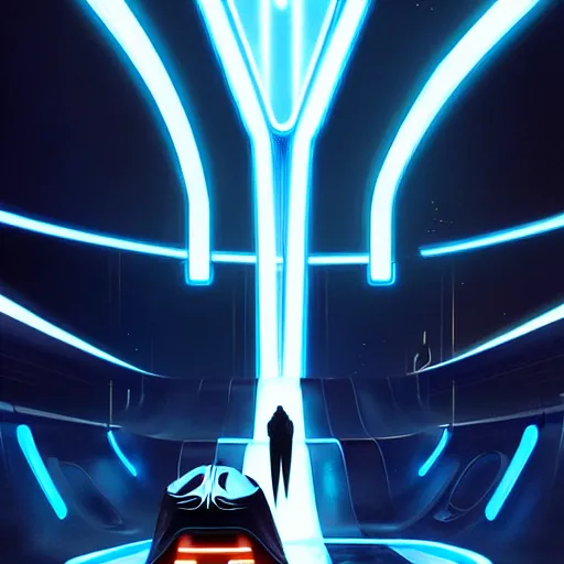 Image similar to tron legacy jesus riding waterslide, face closeup, laughing, diffuse lighting, hyper realistic, concept art, intricate, hyper detailed, smooth, sharp focus, illustration, trending on artstation, art by greg rutkowski and james gurney and alphonse mucha