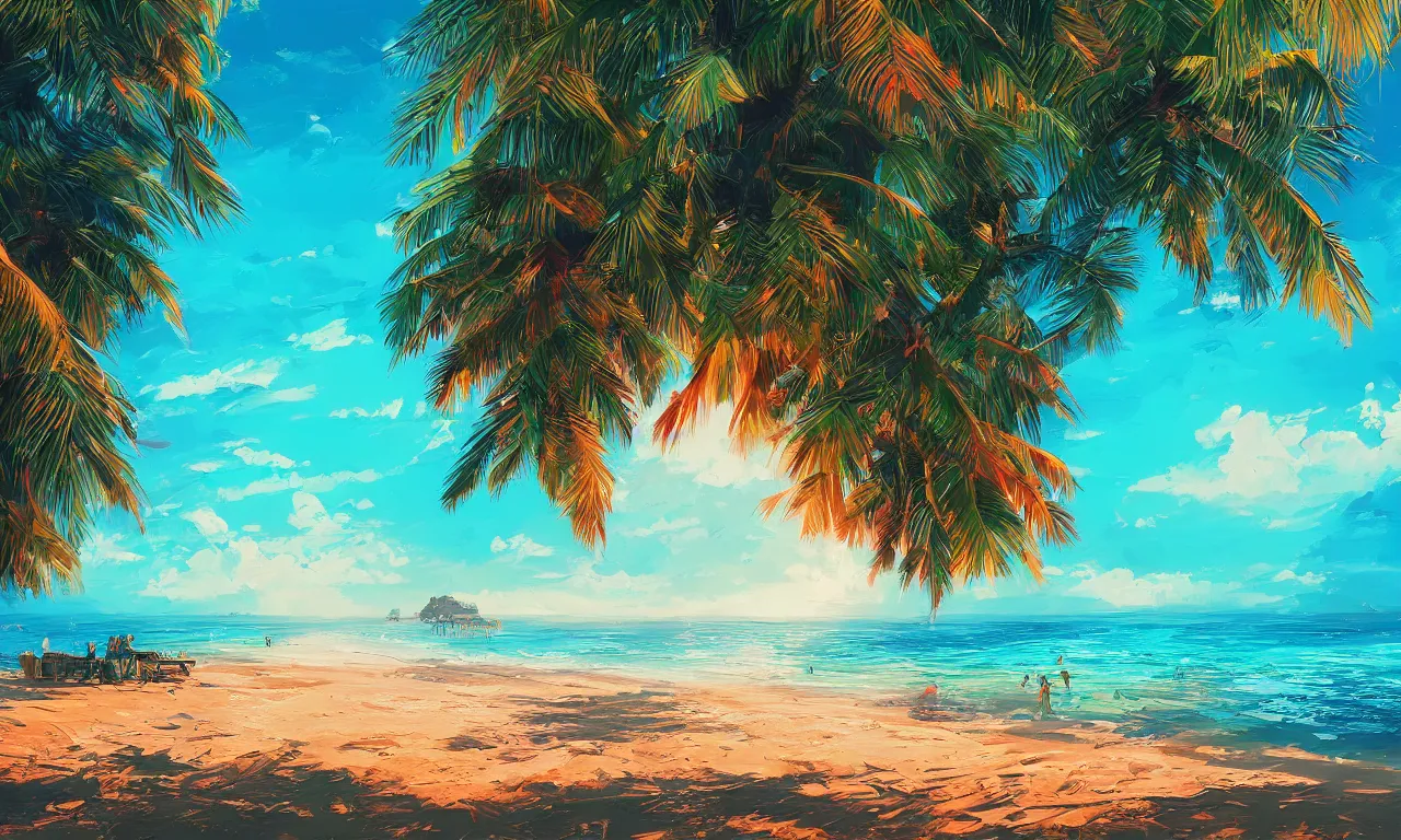 Image similar to paradise beach by alena aenami artworks in 4 k