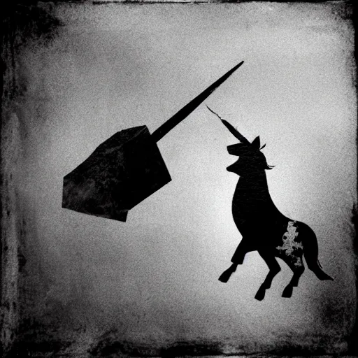 Image similar to flying pig with unicorn horn, derek hess style, black and white, 35mm, 8k