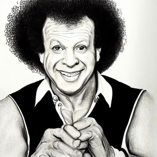 Prompt: a portrait drawing of Richard simmons drawn by mort drucker