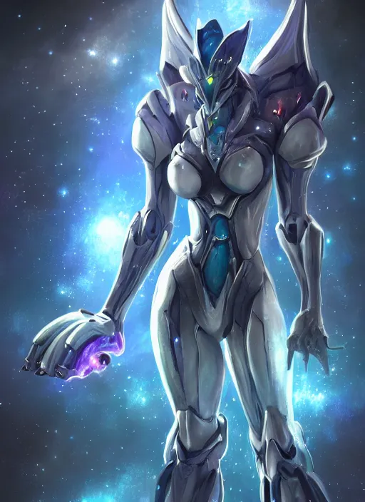 Image similar to cinematic goddess shot, cosmic sized perfectly proportioned stunning beautiful hot anthropomorphic robot mecha female dragon, in space, nebula sized, larger than galaxies, holding onto a galaxy, silver armor, epic proportions, epic size, epic scale, digital art, furry art, macro art, dragon art, giantess art, warframe fanart, furaffinity, deviantart