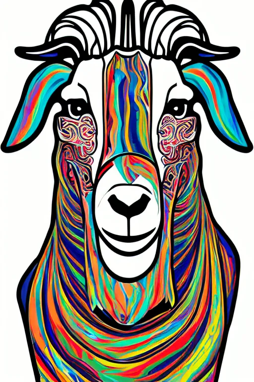 Image similar to A portrait of a goat wearing a bandana, sticker, colorful, illustration, highly detailed, smooth and clean vector curves, no jagged lines, vector art, smooth