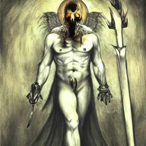 Prompt: god of death, dark, dim colors, realistic, mythological,