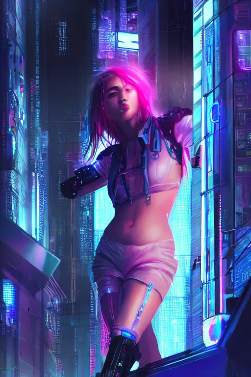 Image similar to portrait futuristic sensual cyberpunk young female Mage, in futuristic rainny thunder flashing tokyo rooftop cyberpunk night, ssci-fi, fantasy, intricate, very very beautiful, elegant, neon light, highly detailed, digital painting, artstation, concept art, soft light, hdri, smooth, sharp focus, illustration, art by tian zi and craig mullins and WLOP and alphonse mucha