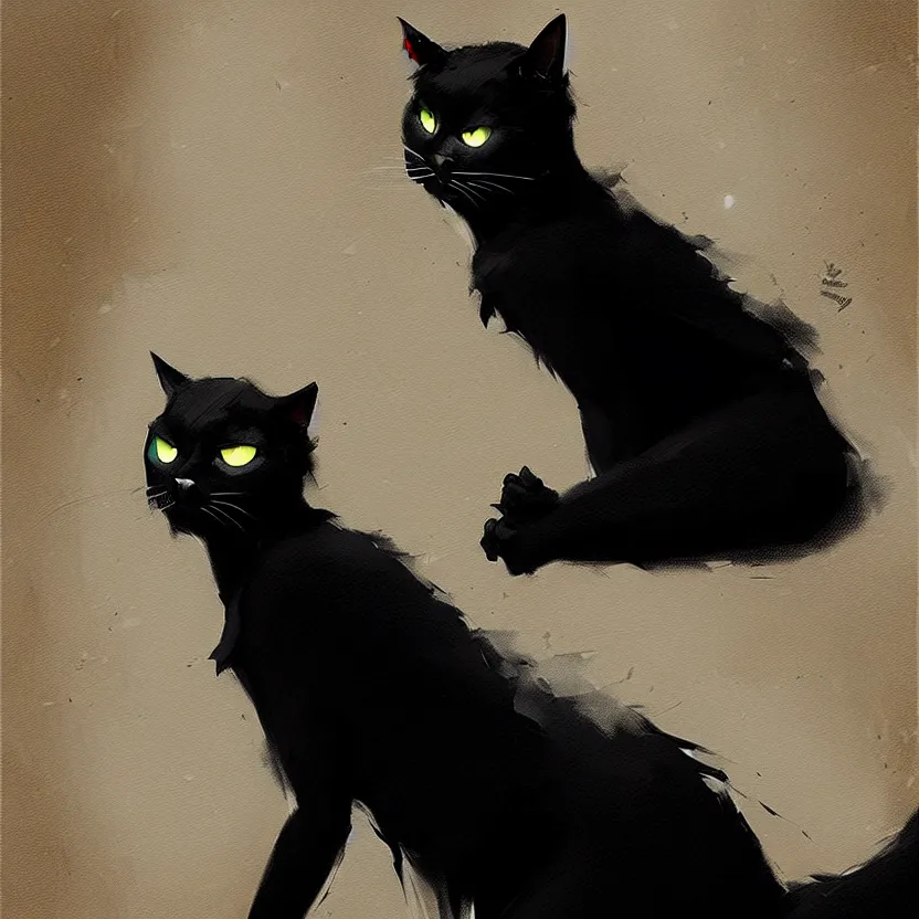 Image similar to salem black cat digital painting, greg rutkowski, artstation, cinematic, matte painting