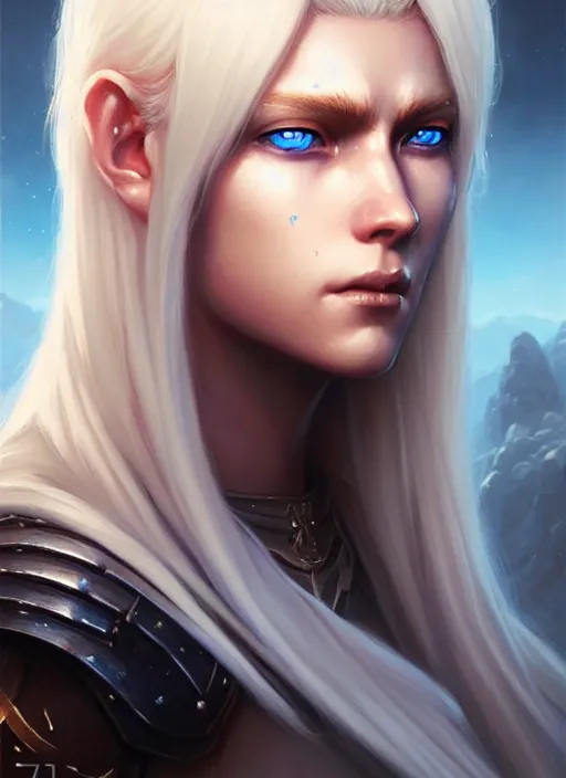 Image similar to a fantasy style portrait painting of shy white female paladin scarred left eye with blonde hair and blue eyes, holy oil painting unreal 5 daz. rpg portrait extremely detailed artgerm greg rutkowski _ greg