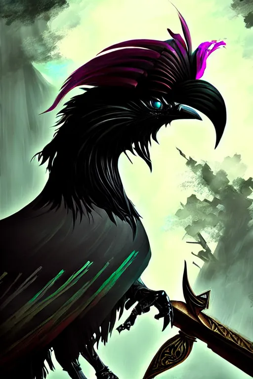 Image similar to Nevermore of Guild Wars 2, concept art, close-up, digital art, elegant