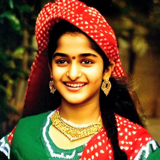 Prompt: dslr photo portrait still of beautiful cute 1 5 year old age 1 5 madhuri dixit wearing assamese costume at age 1 5!!!, 8 5 mm f 1. 8 by edward robert hughes, annie leibovitz and steve mccurry, david lazar, jimmy nelsson