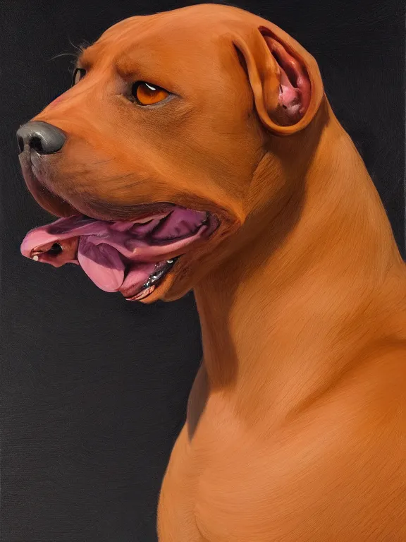 Prompt: an ultradetailed beautiful portrait painting of a original sonic character based off of a strong elegant brown pitbull, side view, oil painting, high resolution, by ilya kuvshinov, sonic oc, brown fur, furry, greg rutkowski and makoto shinkai