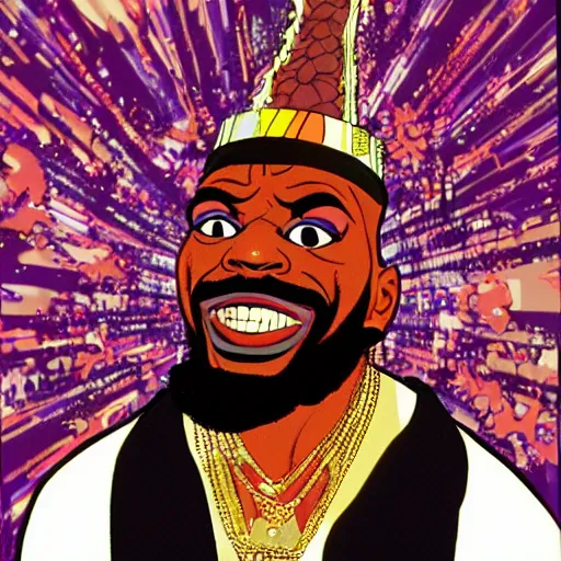 Prompt: mr. t on acid, detailed facial expressions, 1 9 8 0 s aesthetic