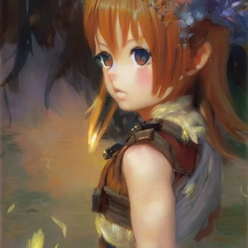 Image similar to ultra cute anime girl portraits, chibi art, painting by gaston bussiere, craig mullins, j. c. leyendecker