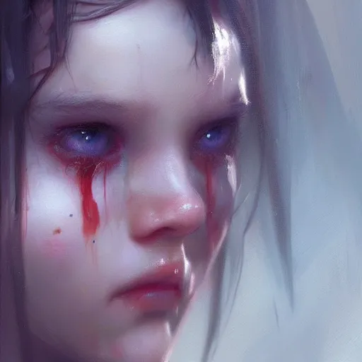 Image similar to close up of a crying girl with pretty eyes, digital art by ruan jia and mandy jurgens and artgerm, highly detailed, trending on artstation, award winning,