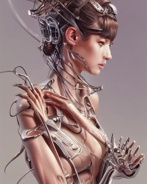 Prompt: ultra realistic illustration, sci - fi, fantasy, intricate, elegant, highly detailed, digital painting, artstation, concept art, smooth, sharp focus, illustration, art by hajime sorayama!!!!!!