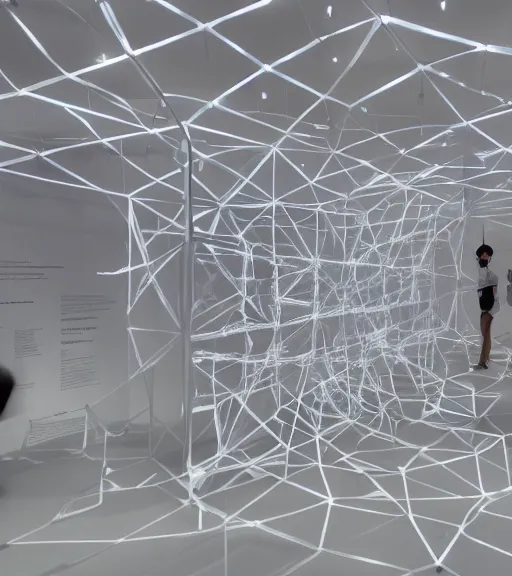 Prompt: x - ray architecture installation, art exhibition, biennale, museum, vr lens, virtual