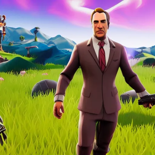 Image similar to promotional screenshot of saul goodman in fortnite