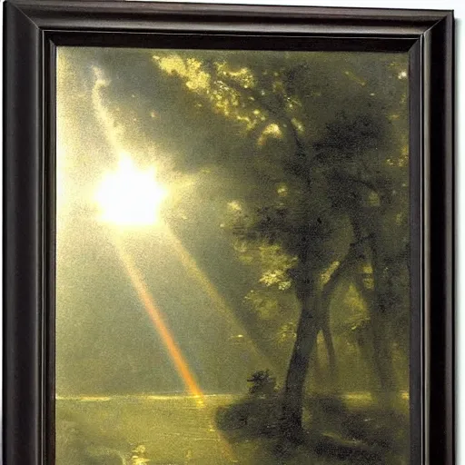 Image similar to rays of light diffracted through prism, by camille corot