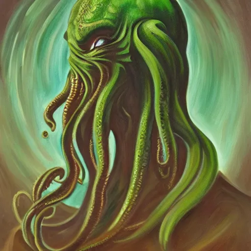 Image similar to handsome portrait of cthulhu, oil on canvas, high budget