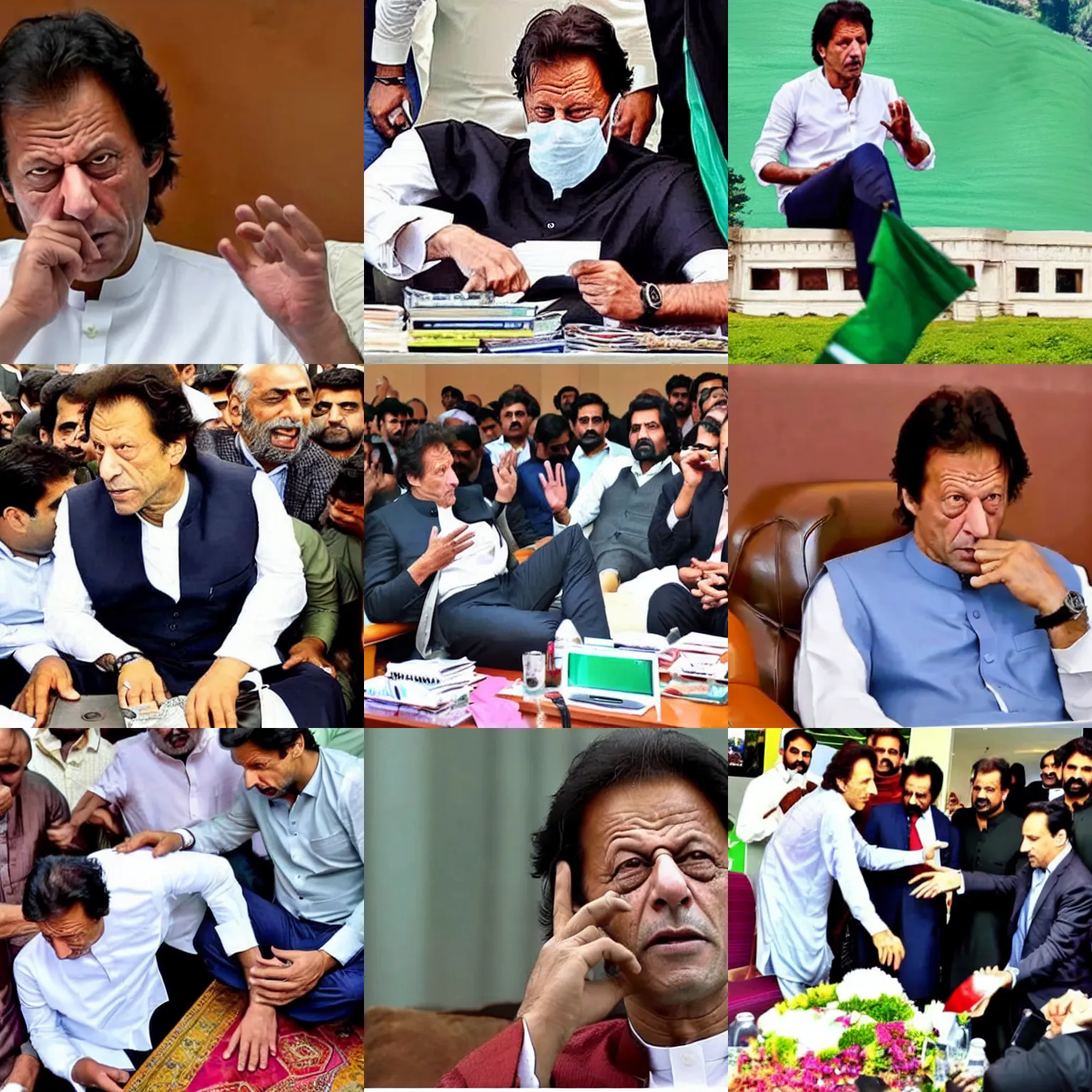 Prompt: Imran Khan having a mental breakdown over falling economy