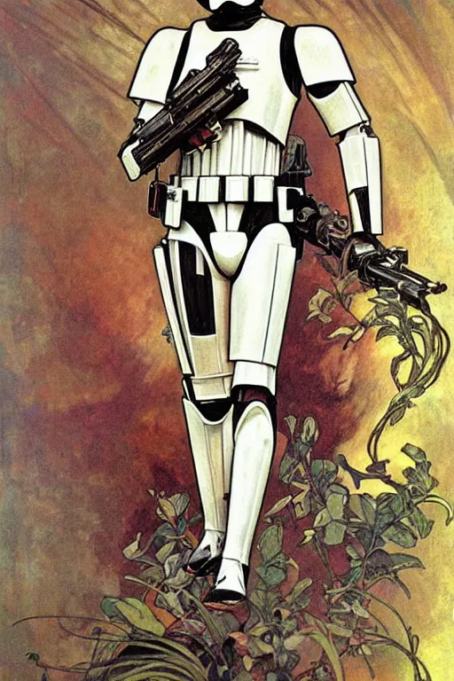 Image similar to beautiful painting of a storm trooper by alphonse mucha, highly detailed