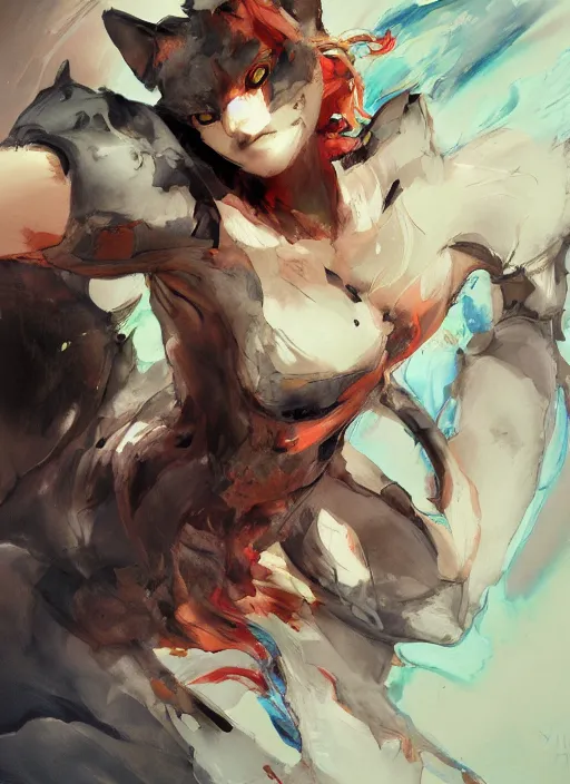 Image similar to semi reallistic gouache gesture painting, by yoshitaka amano, by ruan jia, by Conrad roset, by dofus online artists, detailed anime 3d render of cats fighting,cats, felines, meow, cats, portrait, cgsociety, artstation, rococo mechanical, Digital reality, sf5 ink style, dieselpunk atmosphere, gesture drawn