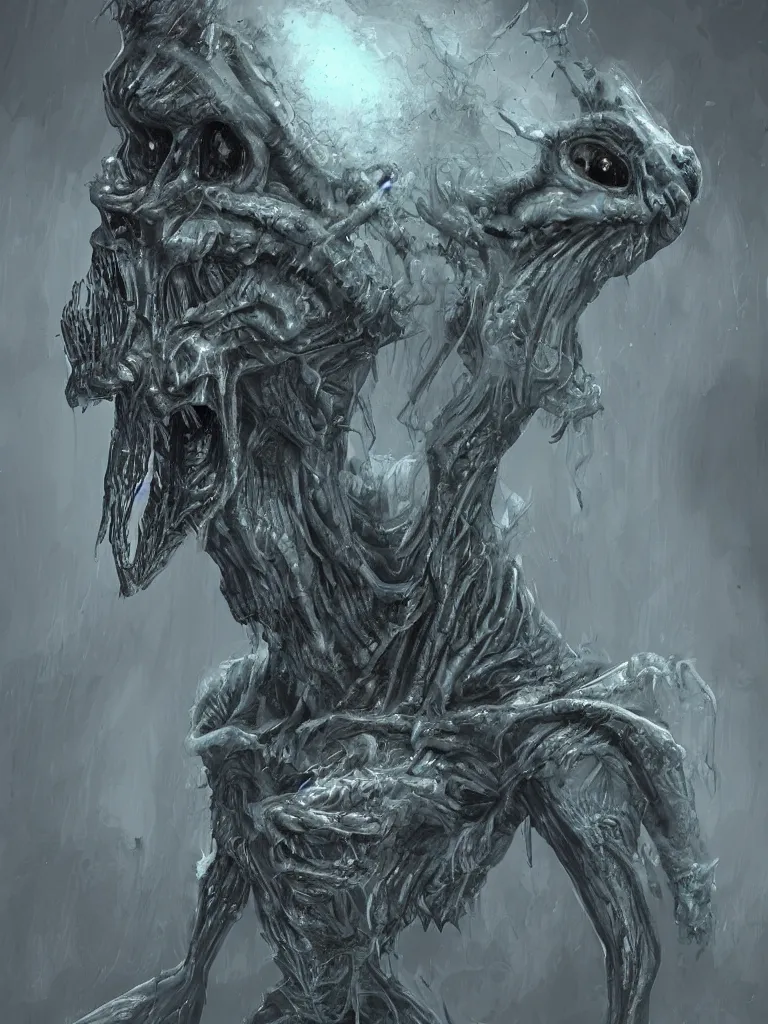 Image similar to a creepy alien looking creature, concept art, digital art, detailed