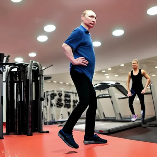 Prompt: putin is participating in a twerk session at local gym, realistic, 8 k photo