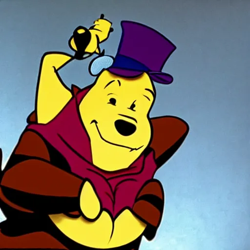 Image similar to winnie the pooh playing the joker from batman