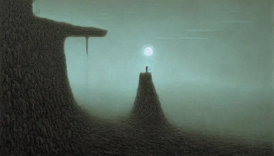 Prompt: the reaper of souls, landscape artwork by zdzislaw beksinski