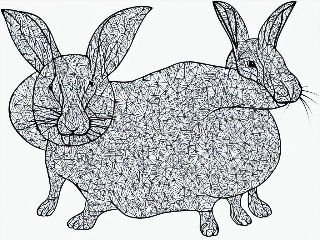 Image similar to beautiful rabbit, ornamental, fractal, line art, vector, outline, simplified, colouring page