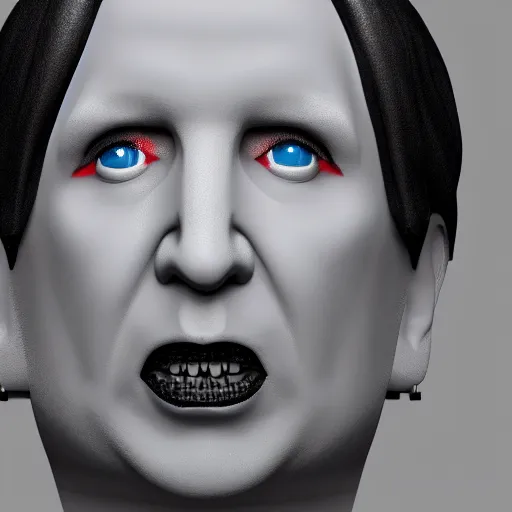 Prompt: marilyn manson as lego toy, realistic 3 d render, studio light, close up