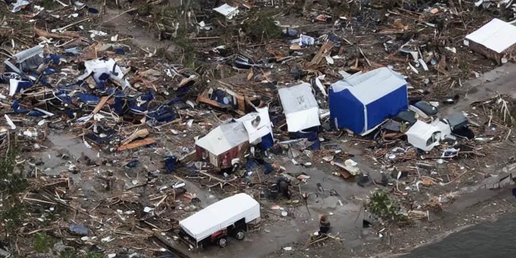 Prompt: FEMA shows up to a disaster with something unexpected