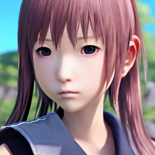 Prompt: Close-up Japanese schoolgirl in Final Fantasy game for PS4, Unreal Engine ultra settings