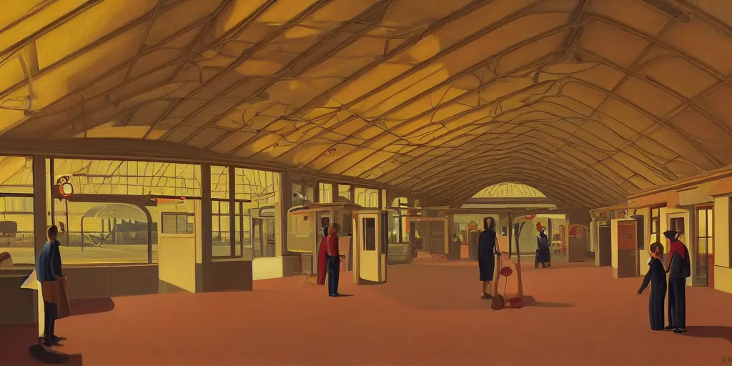 Image similar to big station hall, summer evening, kenton nelson