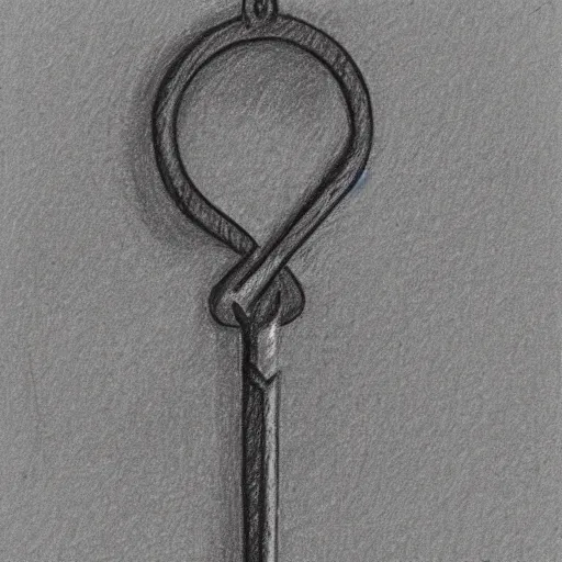 Prompt: a key in hand, simple pencil drawing