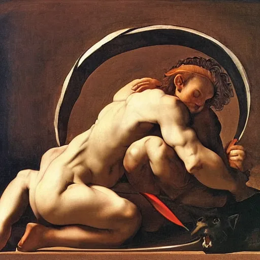 Prompt: ouroboros, by raphael, caravaggio