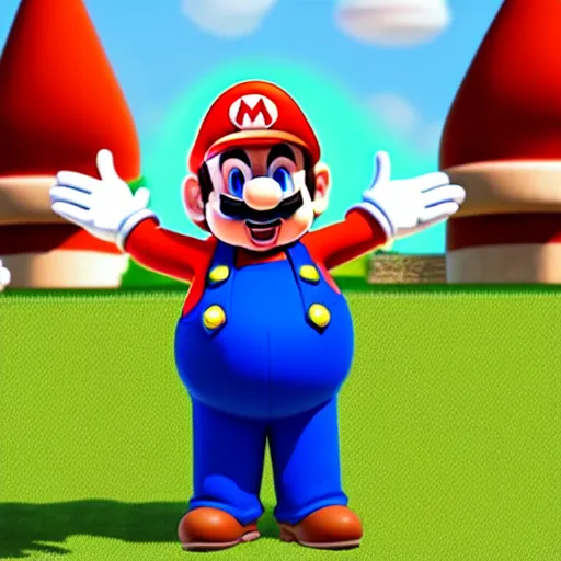 Image similar to real life big chungus dressed like mario, super mario with bunny ears, big chungus, fat bugs bunny, high resolution photo