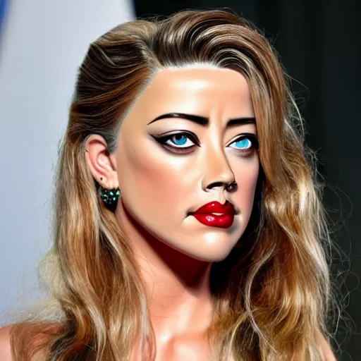 Image similar to a [ gourd ] carved shaped to look like ( amber heard face ) hybrid intercross