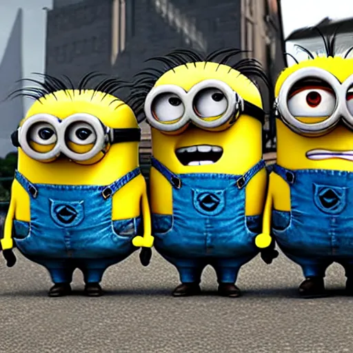 Image similar to minions characters at the hidenburg disaster.