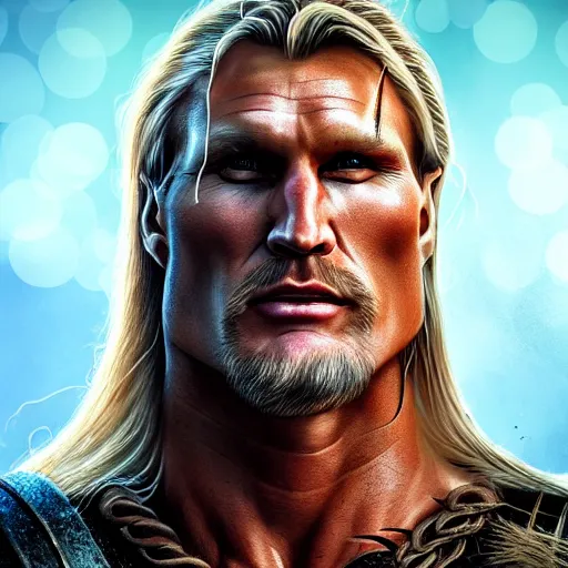 Image similar to Dolph Lundgren as swedish viking, 4k, artstation, cgsociety, award-winning, masterpiece, stunning, beautiful, glorious, powerful, fantasy art