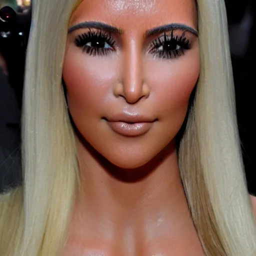 Prompt: Woman, she has a refined nose, plump lips, Kim Kardashian, she is blonde style Glyn Warren Philpot