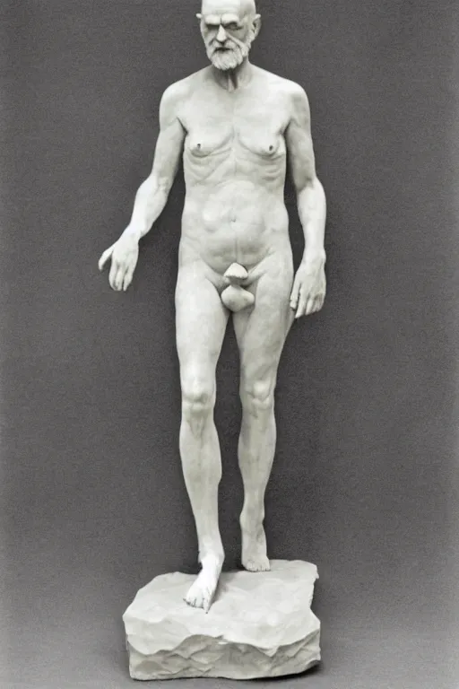 Image similar to full body, sigmund freud sculpture by auguste rodin