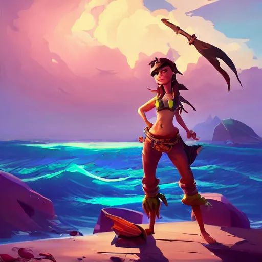 Image similar to jack the pirate mermaid on sea of thieves game avatar hero, behance hd by jesper ejsing, by rhads, makoto shinkai and lois van baarle, ilya kuvshinov, rossdraws global illumination