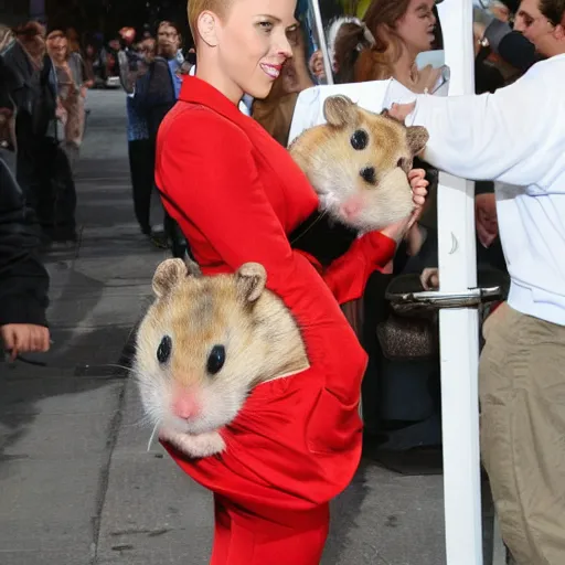 Image similar to scarlett johansson wearing a hamster costume