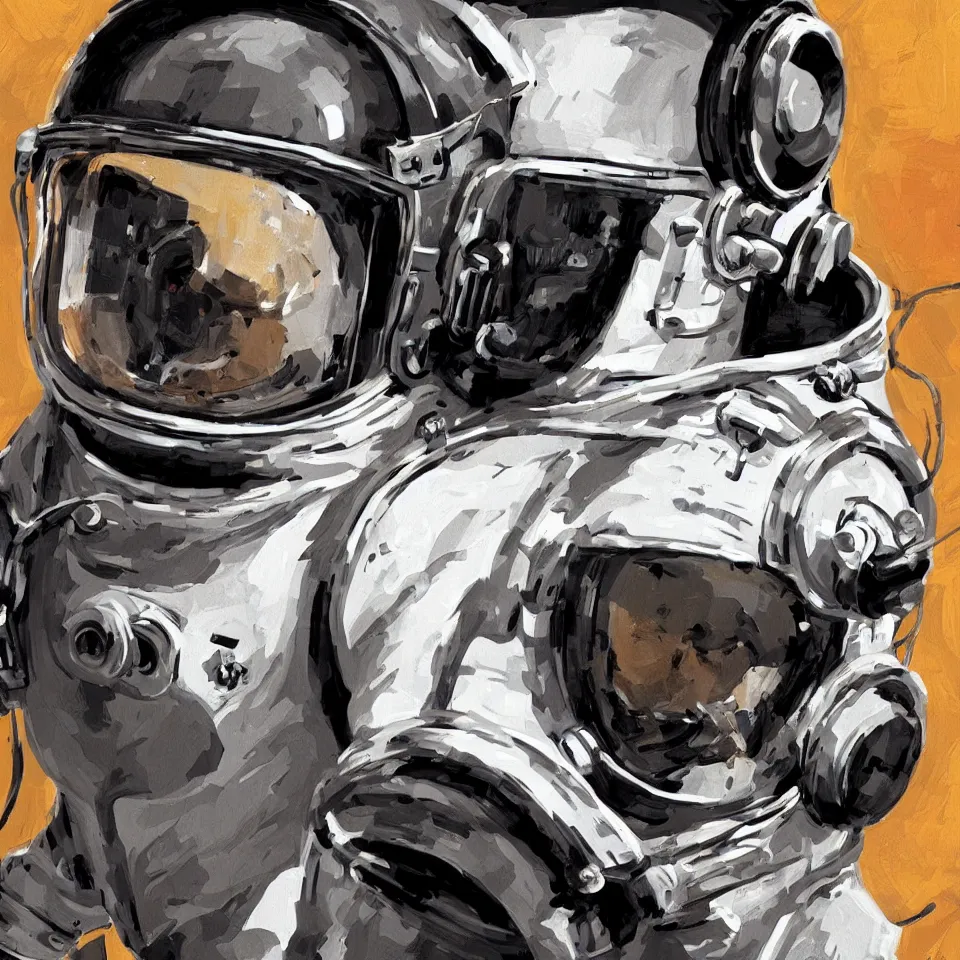 Image similar to a detailed single astronaut helmet wearing a headphone by will eisner, digital painting, digital art, beautiful, dynamic lighting, cinematic, epic composition, masterpiece