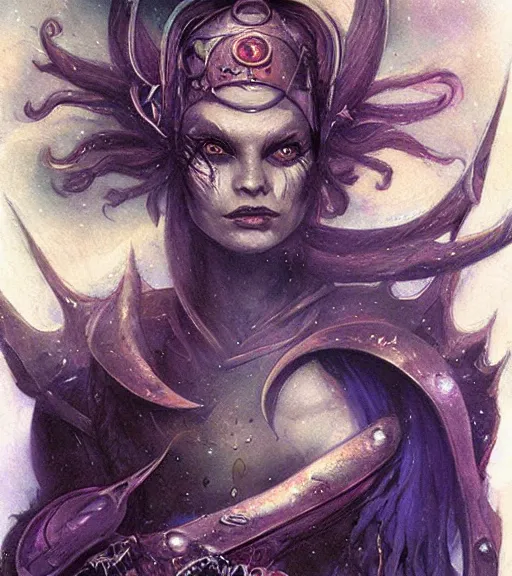 Image similar to portrait of female space pirate, night sky background, beautiful! coherent! by brom, by brian froud, deep color, strong line, high contrast