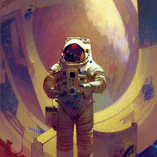 Image similar to astronaut, painting by gaston bussiere, craig mullins, greg rutkowski, alphonse mucha