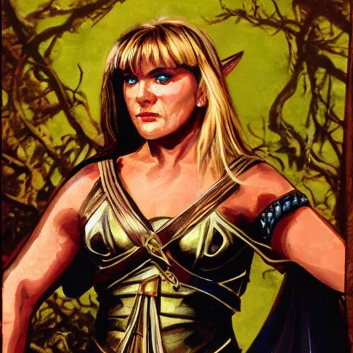 Image similar to xena warrior princess d & d character portrait by francis bacon