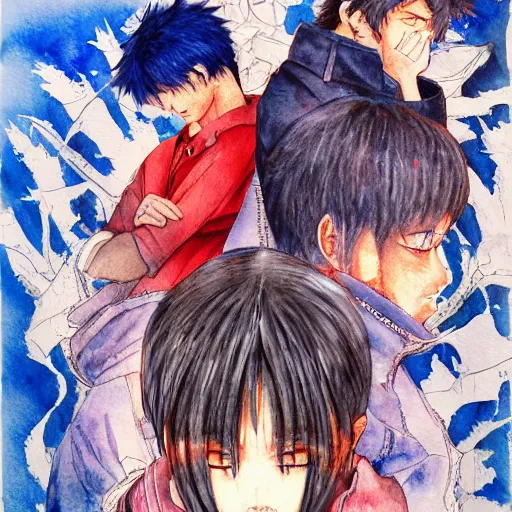 Image similar to feelings of guilt, action painting, detailed painting by minoru furuya, manga and anime, watercolor, 3 d shading